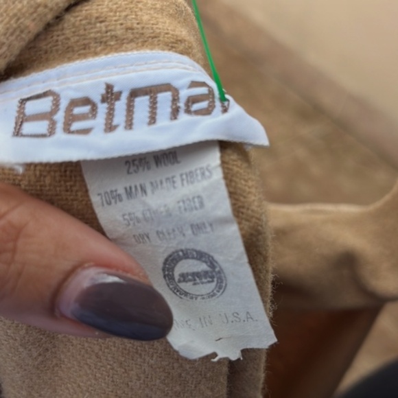 Vintage Wool Blend Poncho /Cape One Size Camel Brown - Picture 4 of 7